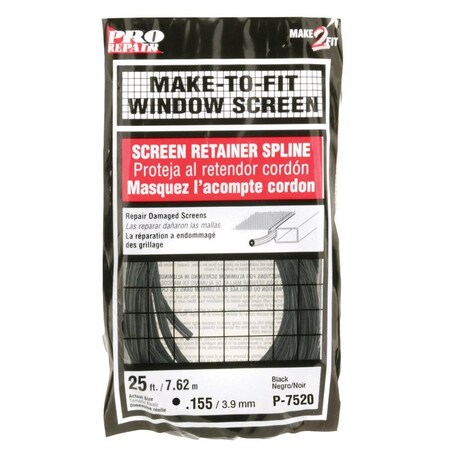 Prime-Line Spline Blk 25'L .155 P7520